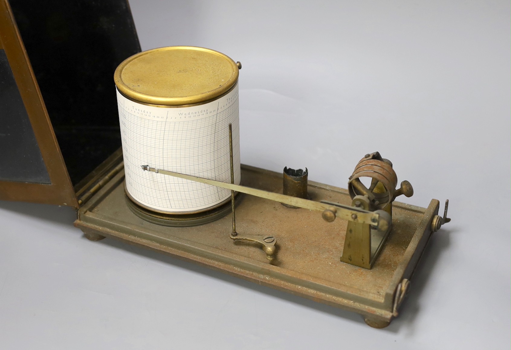 A copper cased barograph by Short & Mason, 26cm wide